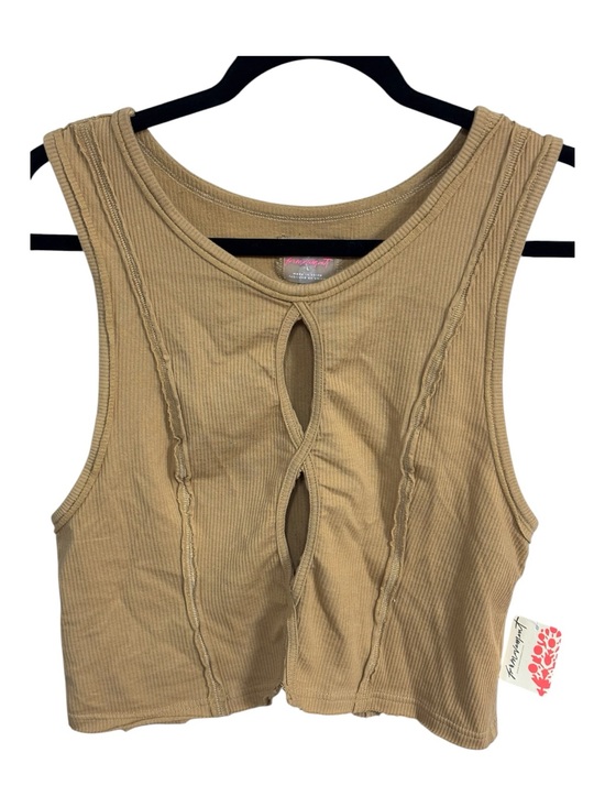 Free People Tops - NWT Free People FP Movement Tan Ribbed Cutout Crop Tank Sz L